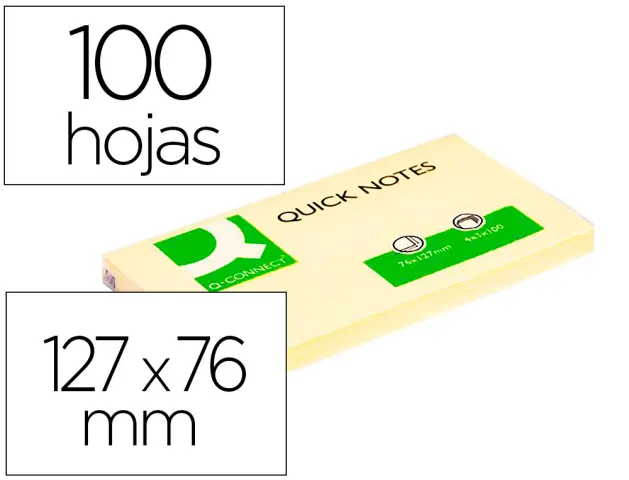 Imagen Bloc de notas adhesivas quita y pon q-connect 75x125 mm con 100 hojas