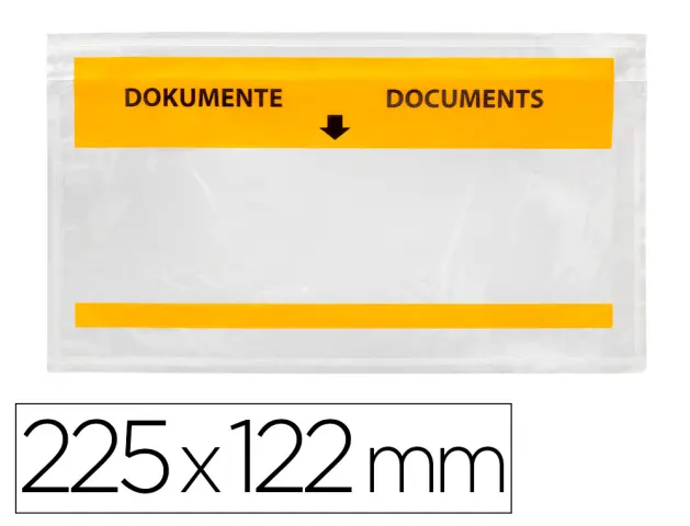 Imagen Sobre autoadhesivo q-connect portadocumentos multilingue 225x122 mm ventana totalmente transparente paquete de 100 UND