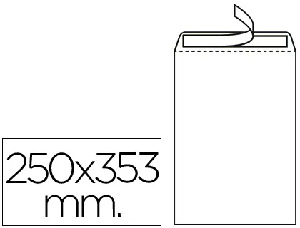 Imagen Sobre bolsa blanco folio prolongado 250x353mm tira de silicona caja de 250 unid.