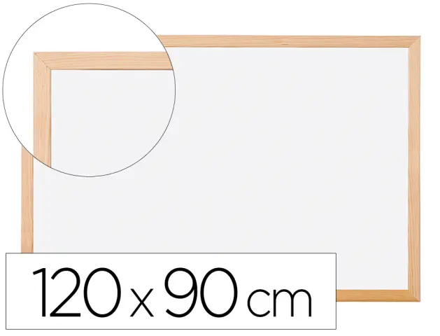 Imagen Pizarra blanca laminada marco de madera 120x90 cm