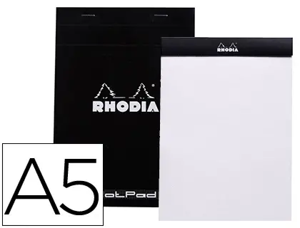 Imagen Bloc nota rhodia black dot pad din a5 80 hojas 80 g/m2 liso con puntos negros 5 mm perforado