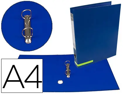 Imagen Carpeta de 2 anillas 25 mm mixtas liderpapel a4 forrado color system con ollado y tarjetero azul