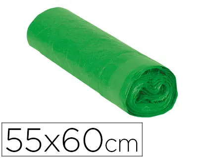 Imagen Bolsa basura domestica verde con autocierre 55 x 60 cm rollo de 15 bolsas