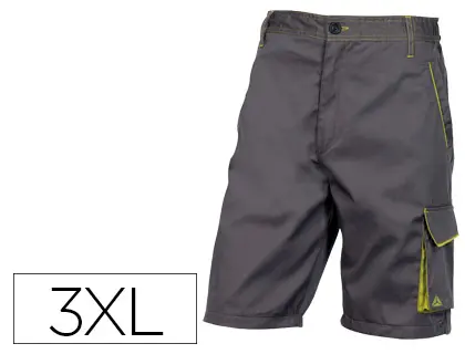 Imagen Pantalon de trabajo deltaplus bermuda cintura ajustable 5 bolsillos color gris verde talla 3xl