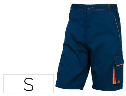 Imagen Pantalon de trabajo deltaplus bermuda cintura ajustable 5 bolsillos color azul naranjatalla s