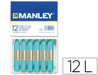 Imagen Lapices cera manley unicolor azul turquesa -caja de 12 n.16