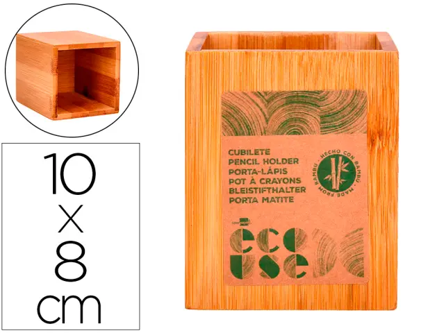 Imagen Cubilete portalapices liderpapel ecouse bambu 8x8x10 cm