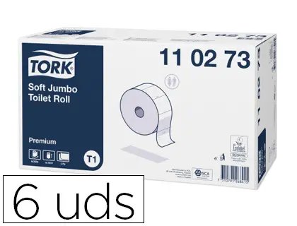 Imagen Papel higienico tork jumbo suave 2 capas 360 mt para dispensador t1 paquete de 6 rollos