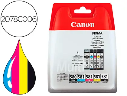 Imagen Ink jet canon pgi-580/cli-581 pixma para ts6150 / ts8150 / tr7550 / tr8550 multipack negro amarillo cian magenta