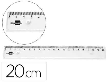 Imagen Regla liderpapel plastico irrompible transparente 20 cm