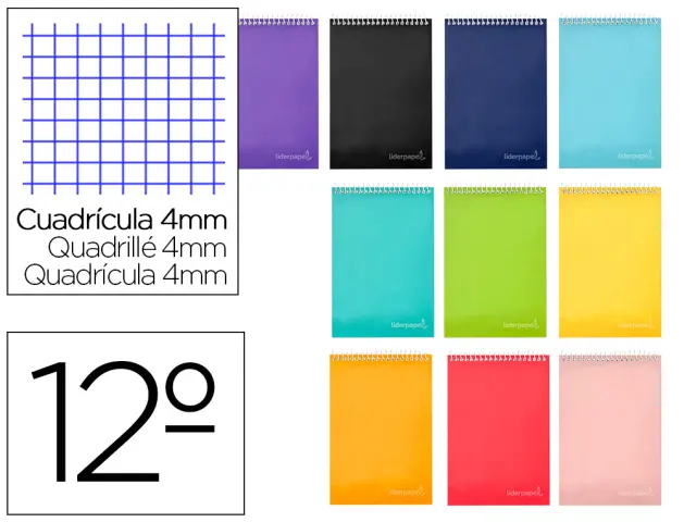 Imagen Cuaderno espiral liderpapel bo lsillo doceavo apaisado witty tapa dura 80h 75gr cuadro 4mm colores surtidos