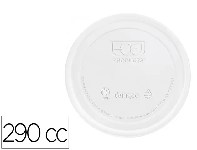 Imagen Tapa de plastico biodegradable para vaso de 290 cc paquete de 100 unidades