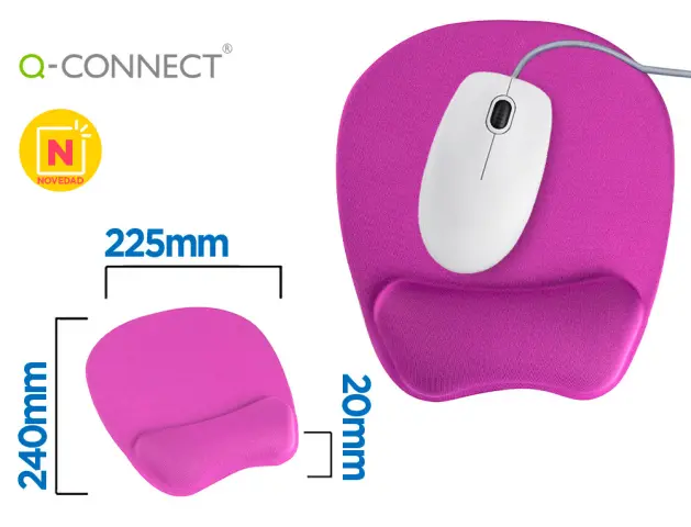 Imagen Alfombrilla para raton q-connect con reposamuecas ergonomica de gel color violeta 225x240x20 mm