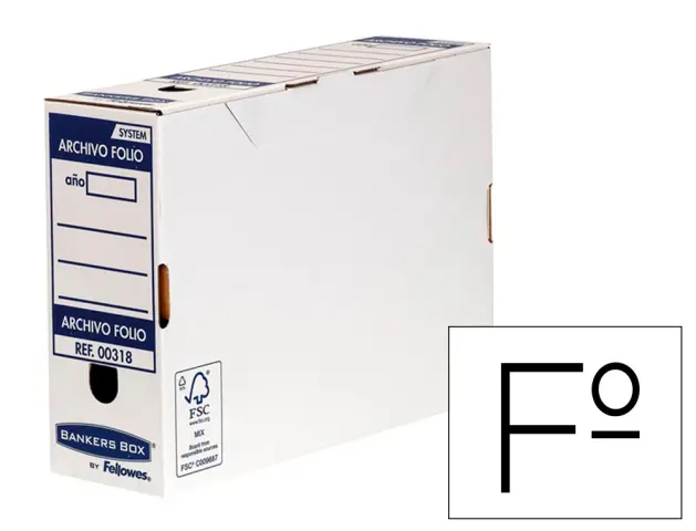 Imagen Caja archivo definitivo fellowes folio carton reciclado 100% lomo 100 mm montaje automatico color azul
