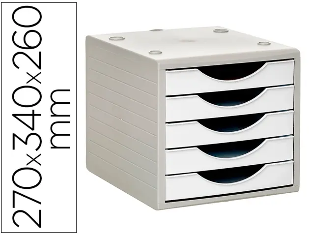 Imagen Fichero cajones de sobremesa q-connect 5 cajones color blanco opaco 270x340x260 mm