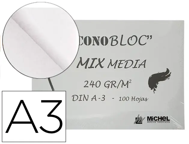 Imagen Bloc dibujo multitecnicas michel econobloc mix media din a3 encolado 100 hojas 240 gr 297x420 mm
