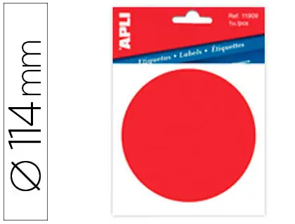 Imagen Etiqueta adhesiva apli 11909 vinilo rojo sealizacion cristales 114 mm diametro blister de 1 unidad