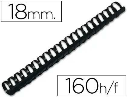 Imagen Canutillo q-connect redondo 18 mm plastico negro capacidad 160 hojas caja de 50 unidades