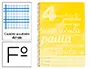 Imagen Cuaderno espiral liderpapel folio pautaguia tapa plastico 80h 80gr cuadro pautado 4mm con margen color amarillo 2