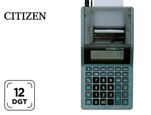 Imagen Calculadora citizen impresora pantalla papel cx-77iv 12 digitos con adaptador incorporado.
