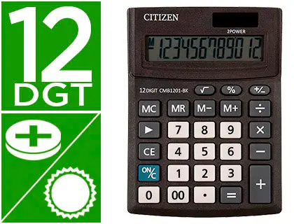 Imagen Calculadora citizen sobremesa business line eco eficiente solar y pilas 12 digitos 136x100x32 mm