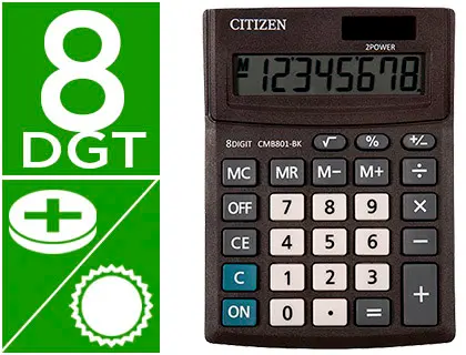 Imagen Calculadora citizen sobremesa business line eco eficiente solar y pilas 8 digitos 136x100x32 mm