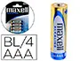 Imagen Pila maxell alcalina 1.5 v tipo aaa lr03 blister de 4 unidades 2