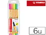 Imagen Rotulador stabilo punta de fibra point 88 blister 6 colores surtidos neon 2