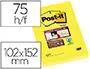 Imagen Bloc de notas adhesivas quita y pon post-it super sticky rayado amarillo ultra 102x152 mm 2