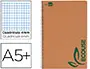 Imagen Cuaderno espiral liderpapel cuarto ecouse tapa cartulina kraft 80h papel reciclado 80 grcuadro 4mm 2