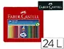 Imagen Lapices de colores faber castell acuarelable colour grip triangular caja metalica de 24 colores surtidos 2