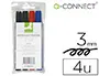 Imagen Rotulador q-connect marcador permanente estuche de 4 colores surtidos punta redonda 3.0 mm 2