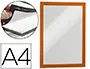 Imagen Marco porta anuncios durable magnetico din a4 dorso adhesivo removible color naranja pack de 2 unidades 2