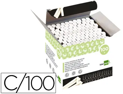 Imagen Tiza blanca antipolvo liderpapel caja de 100 unidades