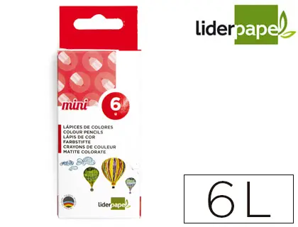Imagen Lapices de colores liderpapel cortos caja de 6 colores