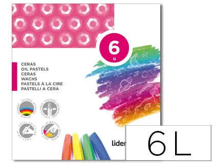 Imagen Lapices cera blanda liderpapel -caja de 6 colores