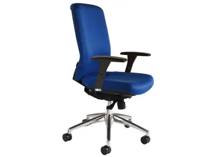Imagen Silla rocada sistema sir con brazos elevacion a gas estructura aluminio tela ignifuga azul respaldo 600 mm