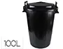 Imagen Cubo de basura negro con tapa para bolsas 85x105cm 100 litros 2