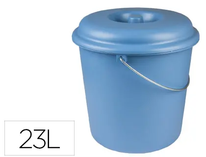 Imagen Cubo de basura domestico con tapa 23 litros para bolsas 55x60cm azul