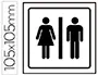 Imagen Pictograma syssa se�al de aseos caballeros-se�oras en pvc 105x105 mm 2