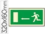 Imagen Pictograma syssa se�al de salida emergencia flecha izquierda en pvc fotoluminiscente 320x160 mm 2