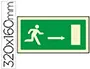 Imagen Pictograma syssa se�al de salida emergencia flecha derecha en pvc fotoluminiscente 320x160 mm 2