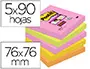 Imagen Bloc de notas adhesivas quita y pon post-it super sticky 76x76 mm con 90 hojas pack de 5 bloc colores surtidos 2