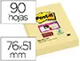 Imagen Bloc de notas adhesivas quita y pon post-it super sticky 51x78 mm con 90 hojas 565 amarillo canario 2
