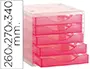 Imagen Fichero cajones de sobremesa q-connect 260x270x340 mm apilables 5 cajones rosa translucido 2