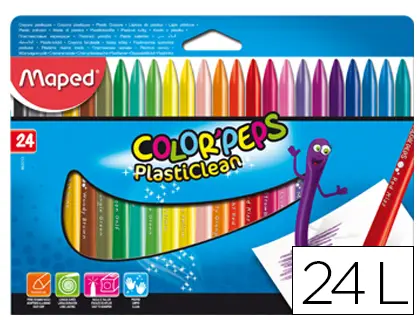 Imagen Lapices de cera maped plasticlean caja de 24 colores surtidos