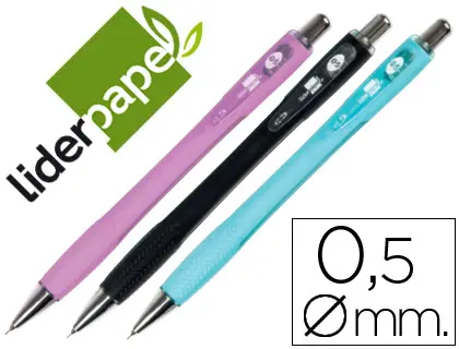 Imagen Portaminas liderpapel shaker 0.5 mm con goma sujecion soft y punta retractil colores surtidos