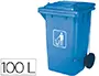 Imagen Papelera contenedor q-connect plastico con tapadera 100l color azul 750x470x370 mm con ruedas 2