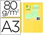 Imagen Papel color q-connect din a3 80gr amarillo paquete de 500 hojas 2