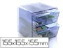 Imagen Archicubo archivo 2000 4 cajones organizador modular plastico azul transparente 155x155x155 mm 2